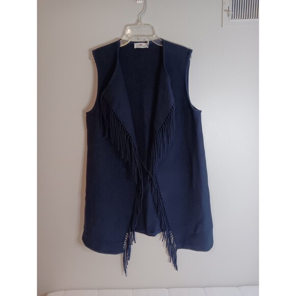 Vineyard Vines Open Front Fridge Sweater Vest Blue Sz Medium Wool Blend - Picture 1 of 5